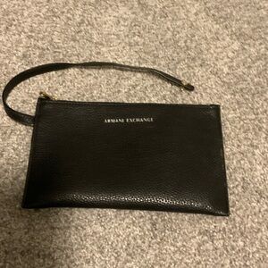 Armani Exchange Black Leather Wristlet